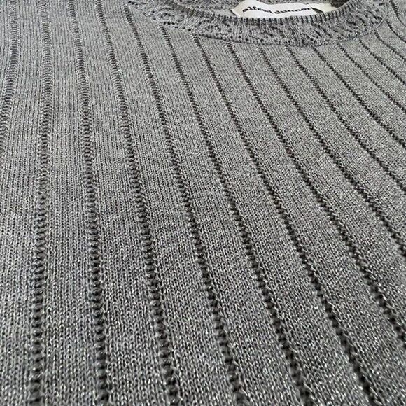 Alfred Dunner Vintage 90s Knit Grey Sliver Metallic Sweater Short Sleeve Shirt - Picture 7 of 9